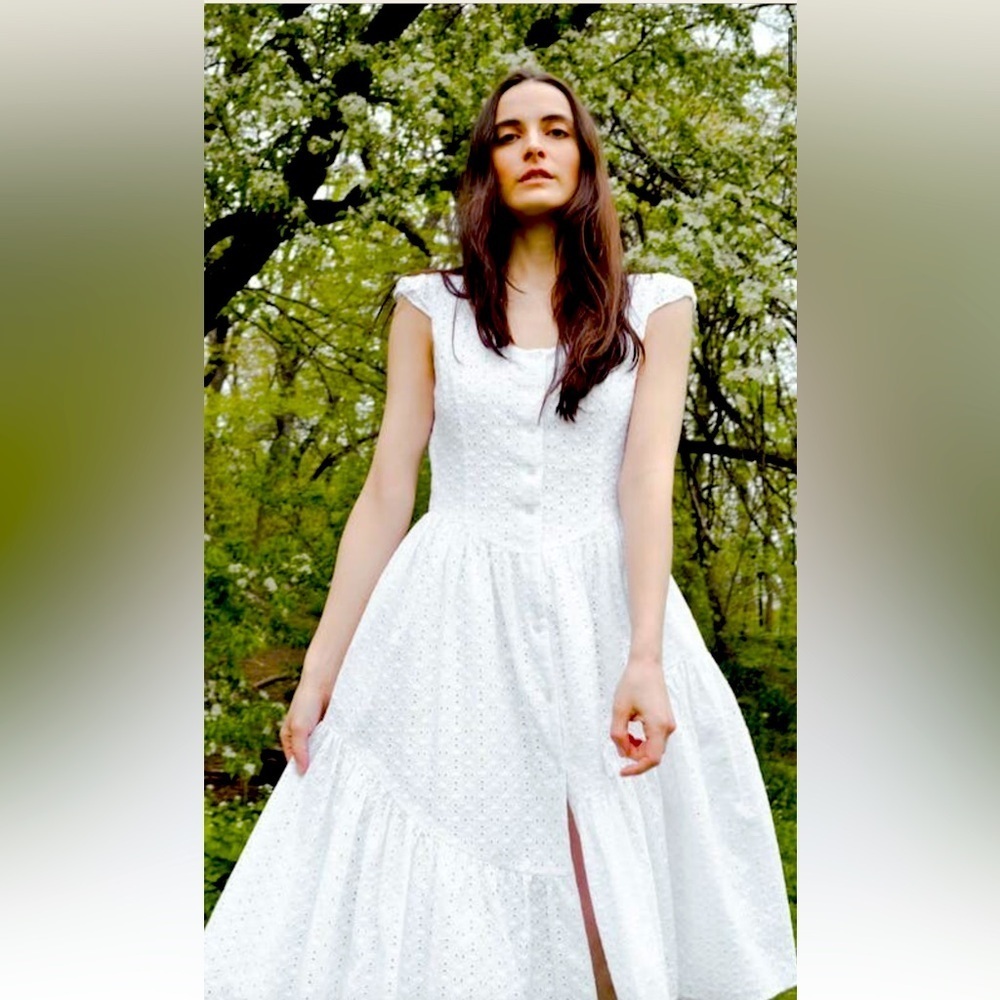 Of Her Own Kind Claudette Dress White Eyelet Small New With Tags